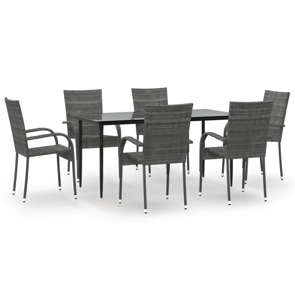Ensemble de 7 pcs table de jardin avec chaises – mobilier de jardin Gris Résine tressée