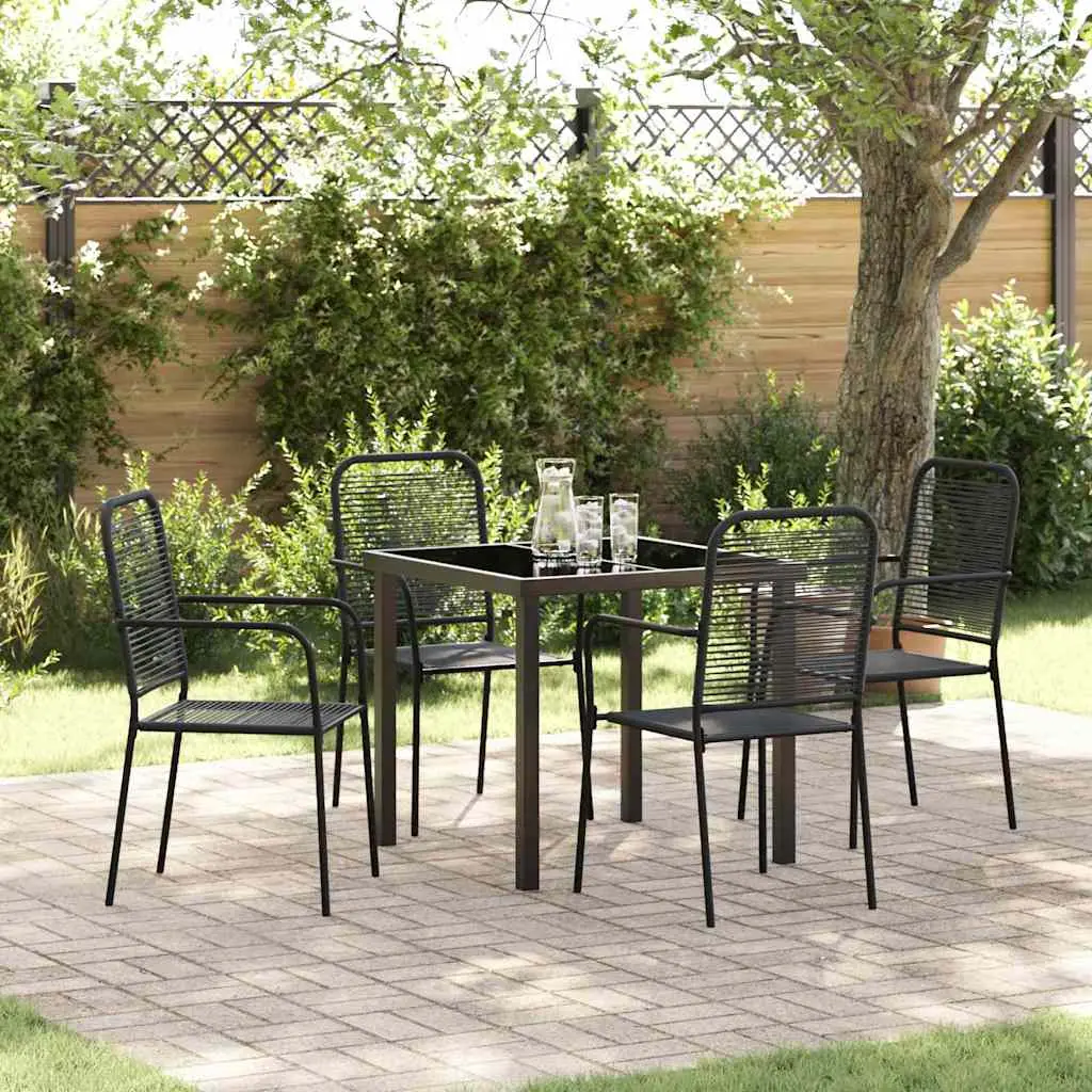 Ensemble de salle à manger pour jardin 5 pcs Noir vidaXL 3379157