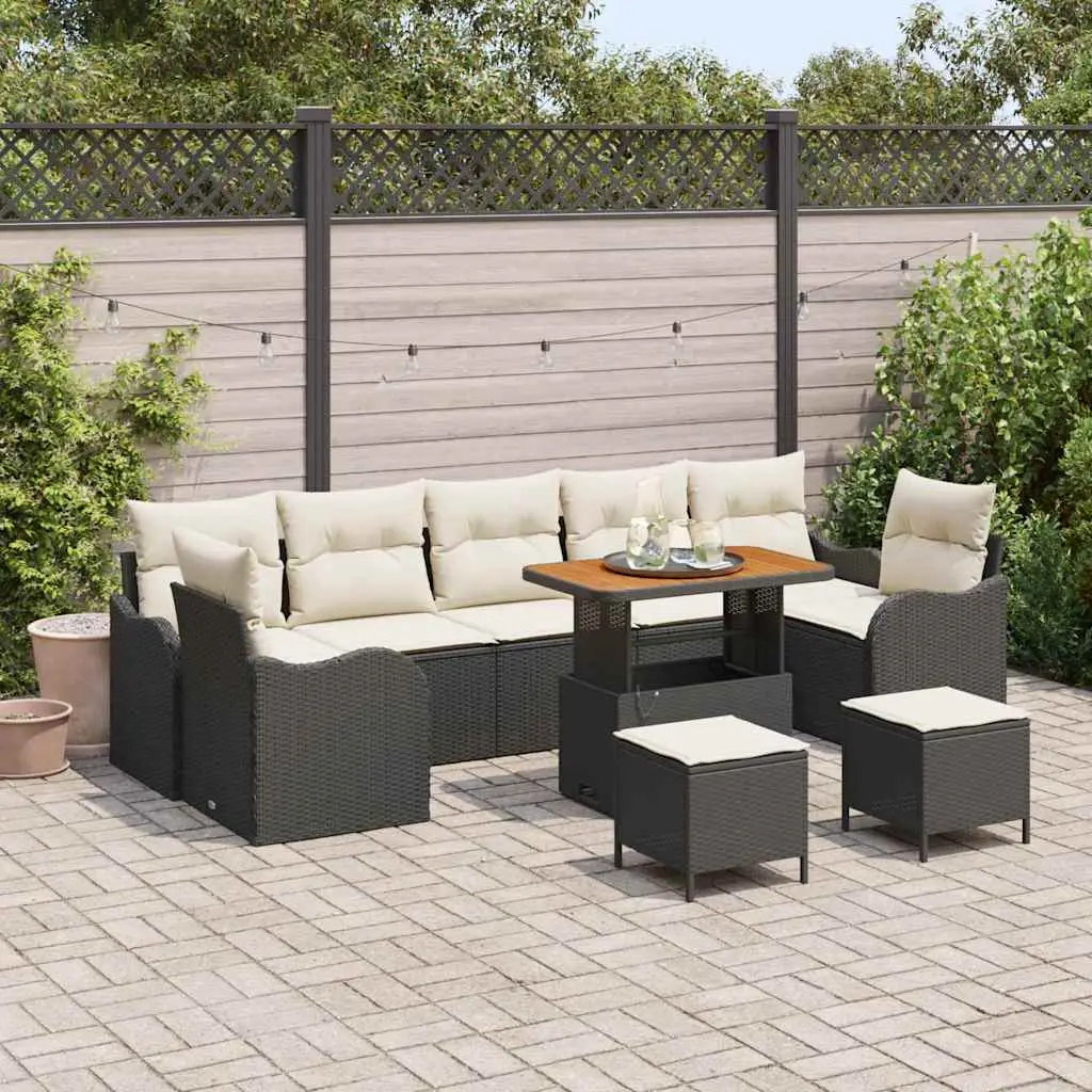 Ensemble Canapé Extérieur 10 pcs Résine et Acier Modulable et Durable Noir – ComfortXL Outdoor Living