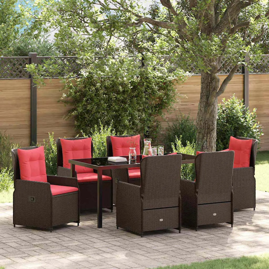 Ensemble de salle à manger pour jardin 7 pcs Marron Poly rotin vidaXL 3381027