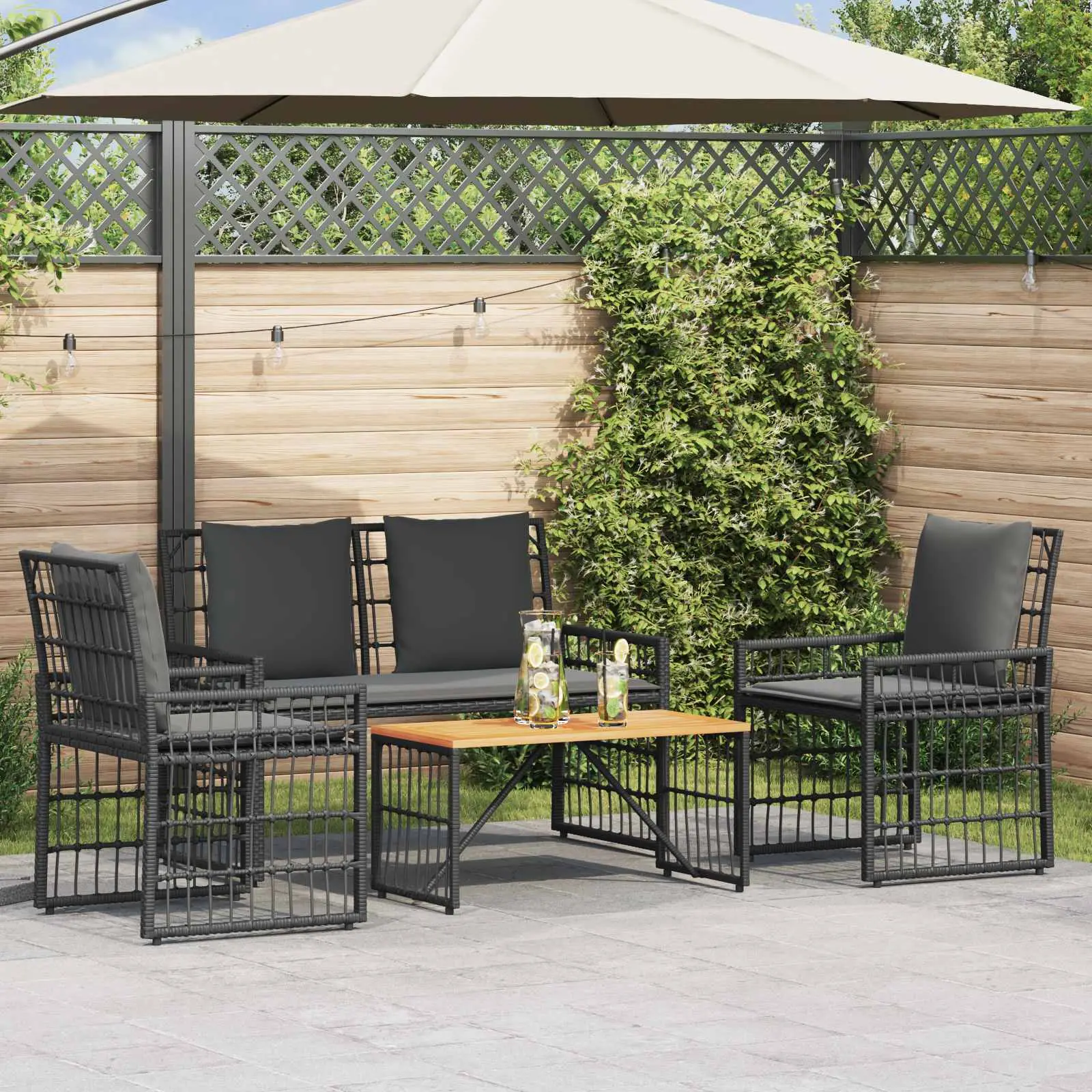 Ensemble de meubles d’extérieur 4 pcs Noir et Gris foncé vidaXL 42025133