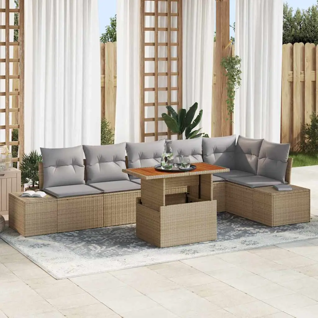 Ensemble de salle à manger pour jardin 7 pcs Beige et gris vidaXL 3349972 beige et gris