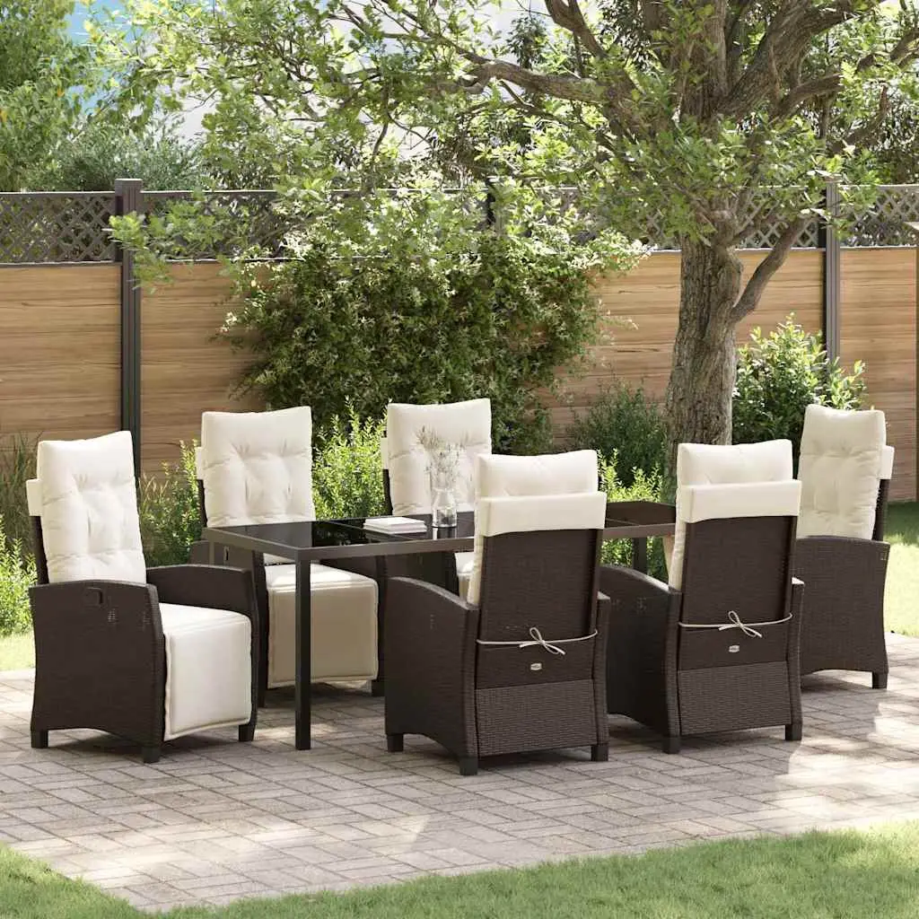 Ensemble de salle à manger pour jardin 7 pcs Marron polyrotin vidaXL 3380433