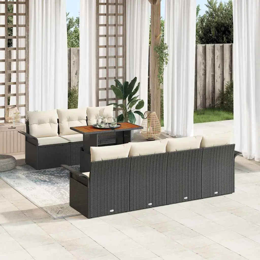 Ensemble de jardin 8 pcs Poly rotin avec rangement modulable pour 7 amis Noir – ComfortXL Outdoor Living
