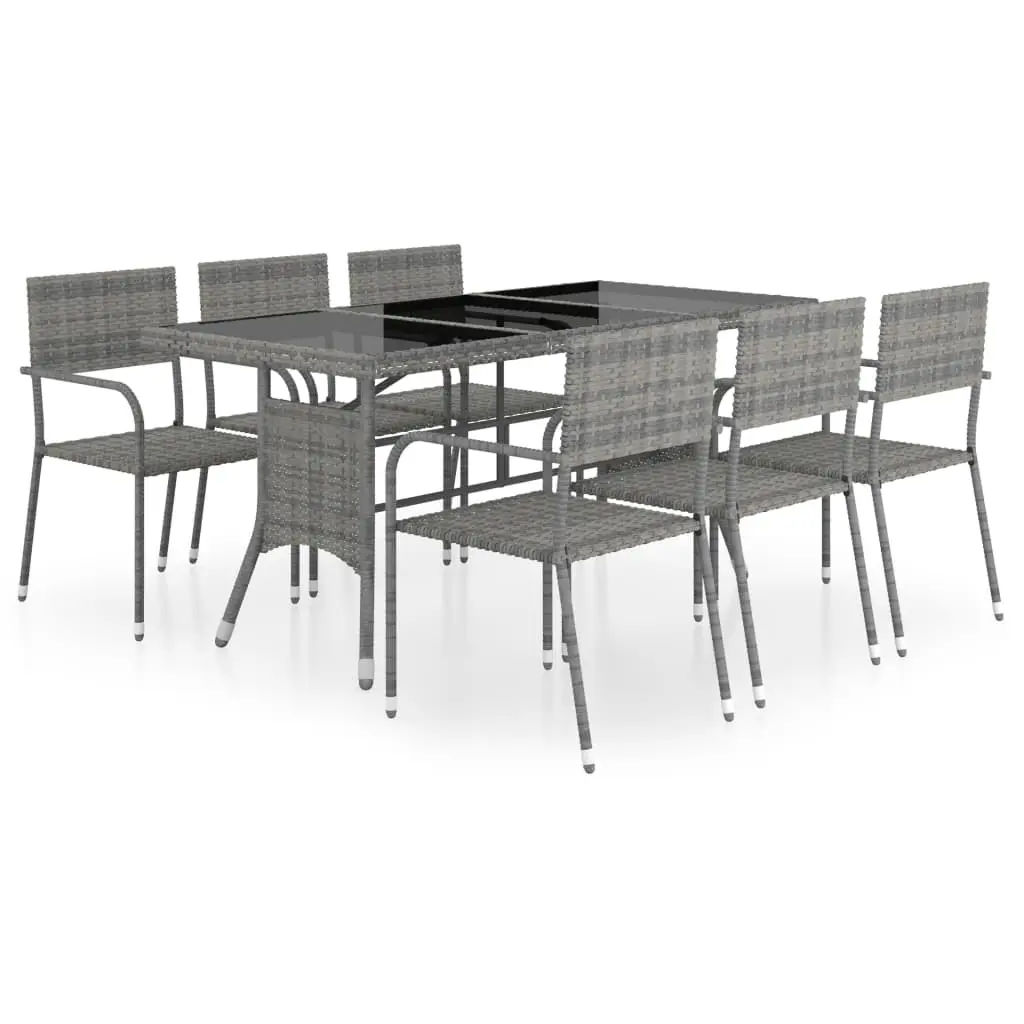 Ensemble de 7 pcs table de jardin avec chaises – mobilier de jardin Résine tressée Anthracite gris-JU2405