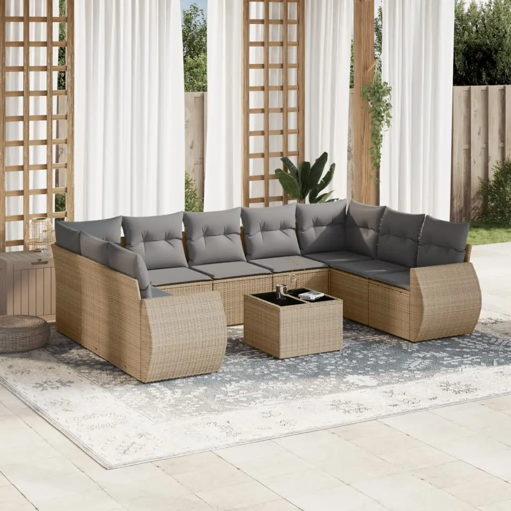 Ensemble canapés de jardin résine tressée avec coffres de rangement et coussins gris Beige – ComfortXL Outdoor Living