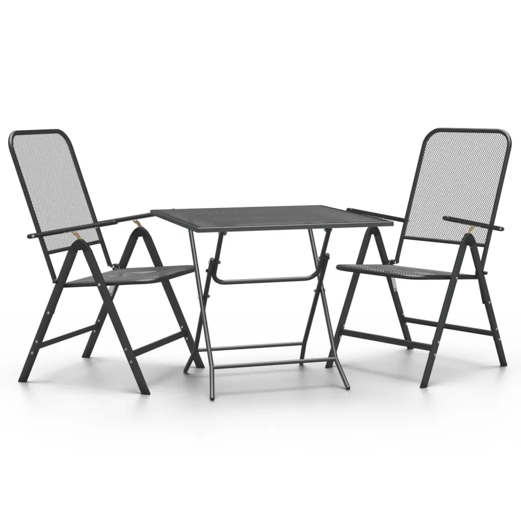 Ensemble de 3 pcs table de jardin avec chaises – mobilier de jardin Maille Métal Anthracite-JU2961