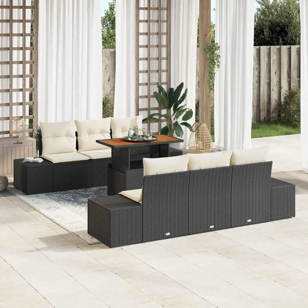 Ensemble de salle à manger pour jardin 7 pcs Noir et Crème vidaXL 3349907