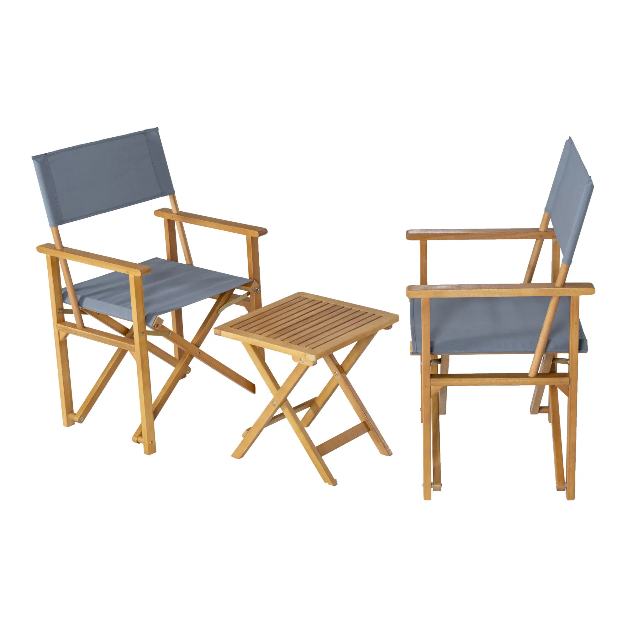 Ensemble de meubles de jardin 3 pièces Capistrello bois d’eucalyptus naturel gris casa.pro