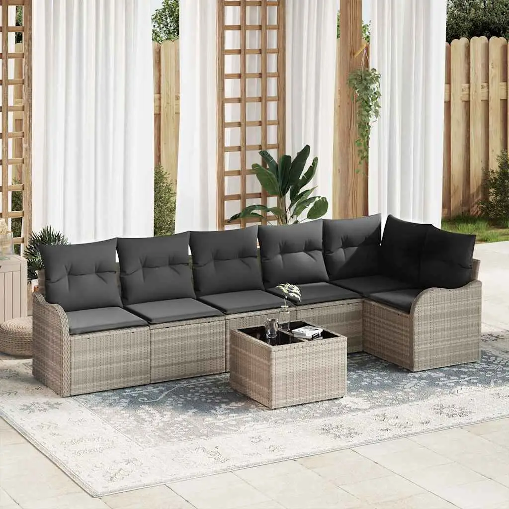 Ensemble de canapé de jardin Gris clair polyrotin vidaXL 3345732
