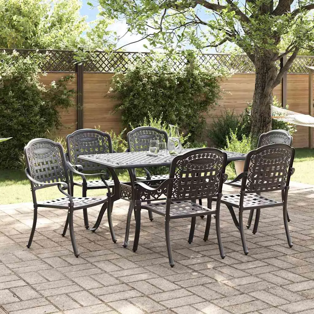 Ensemble de salle à manger pour jardin 7 pcs Noir Aluminium vidaXL 3334649
