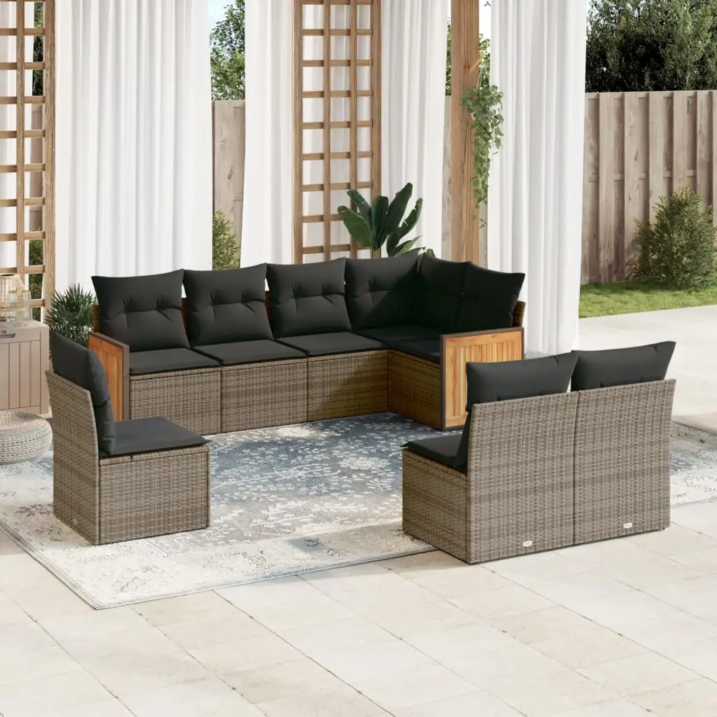 Ensemble de canapés 8 pcs gris en résine tressée avec rangement pour jardin – ComfortXL Outdoor Living