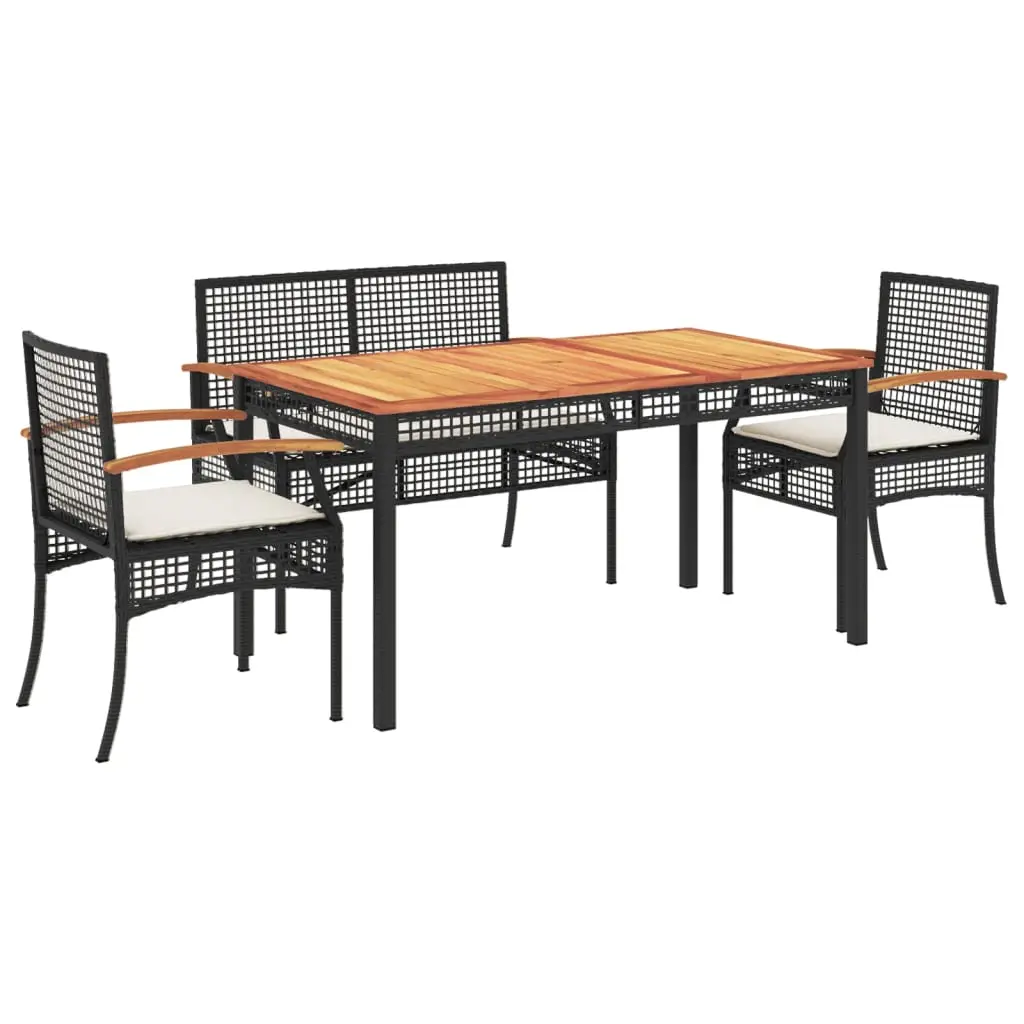 Ensemble de 4 pcs table de jardin avec chaises – mobilier de jardin avec coussins noir-JU3065