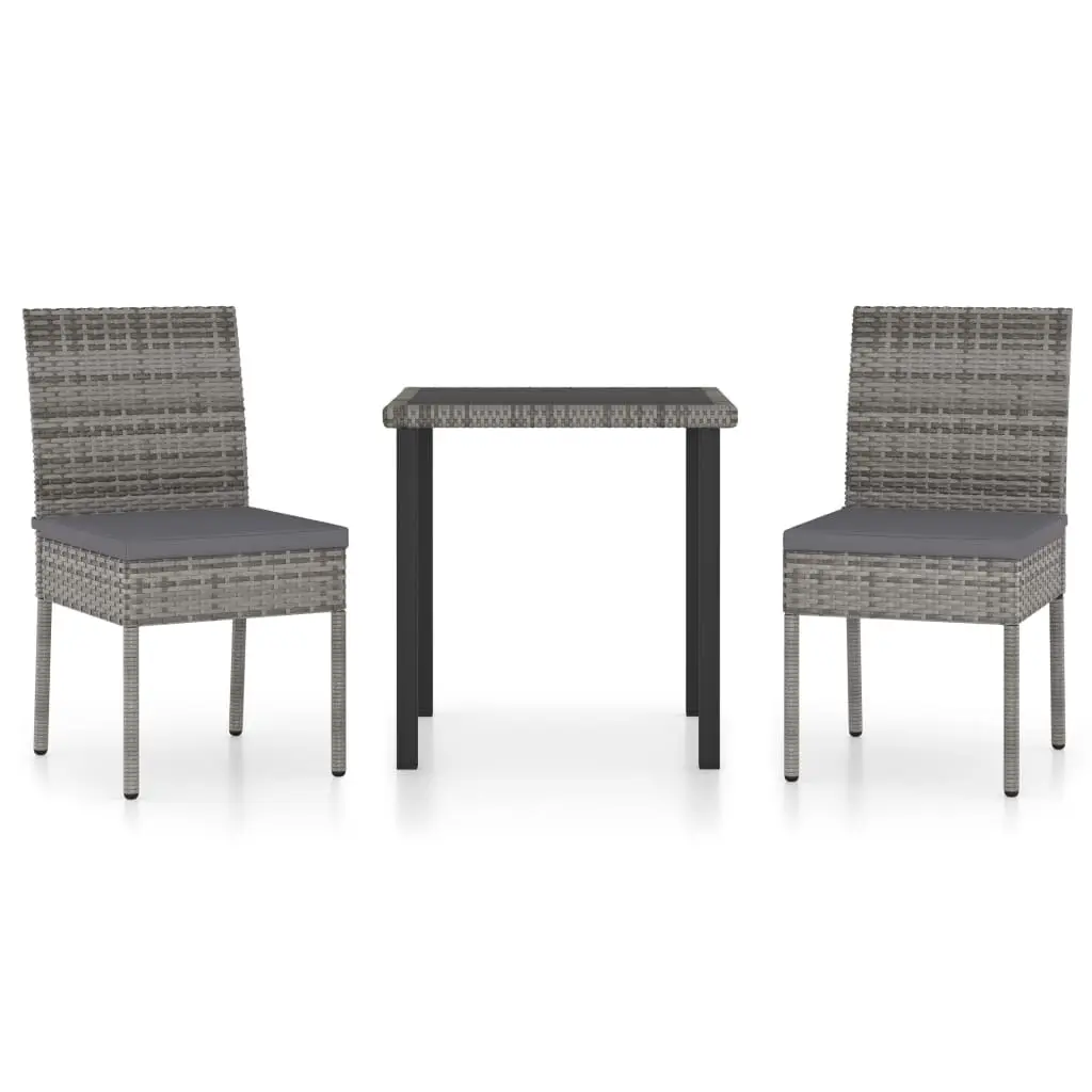Ensemble de 3 pcs table de jardin avec chaises – mobilier de jardin Résine tressée Gris-JU2386