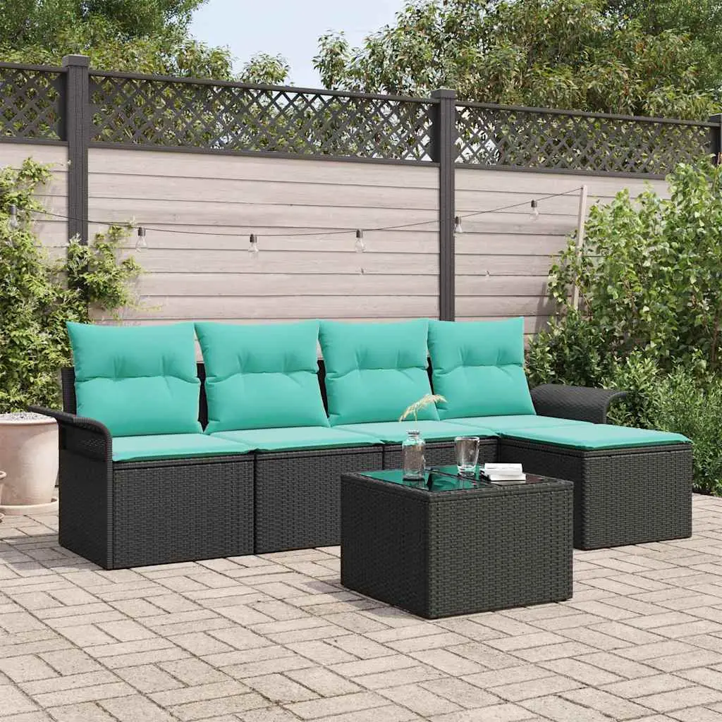 Ensemble de canapé de jardin avec stockage 6 pcs Noir polyrotin vidaXL 3354005