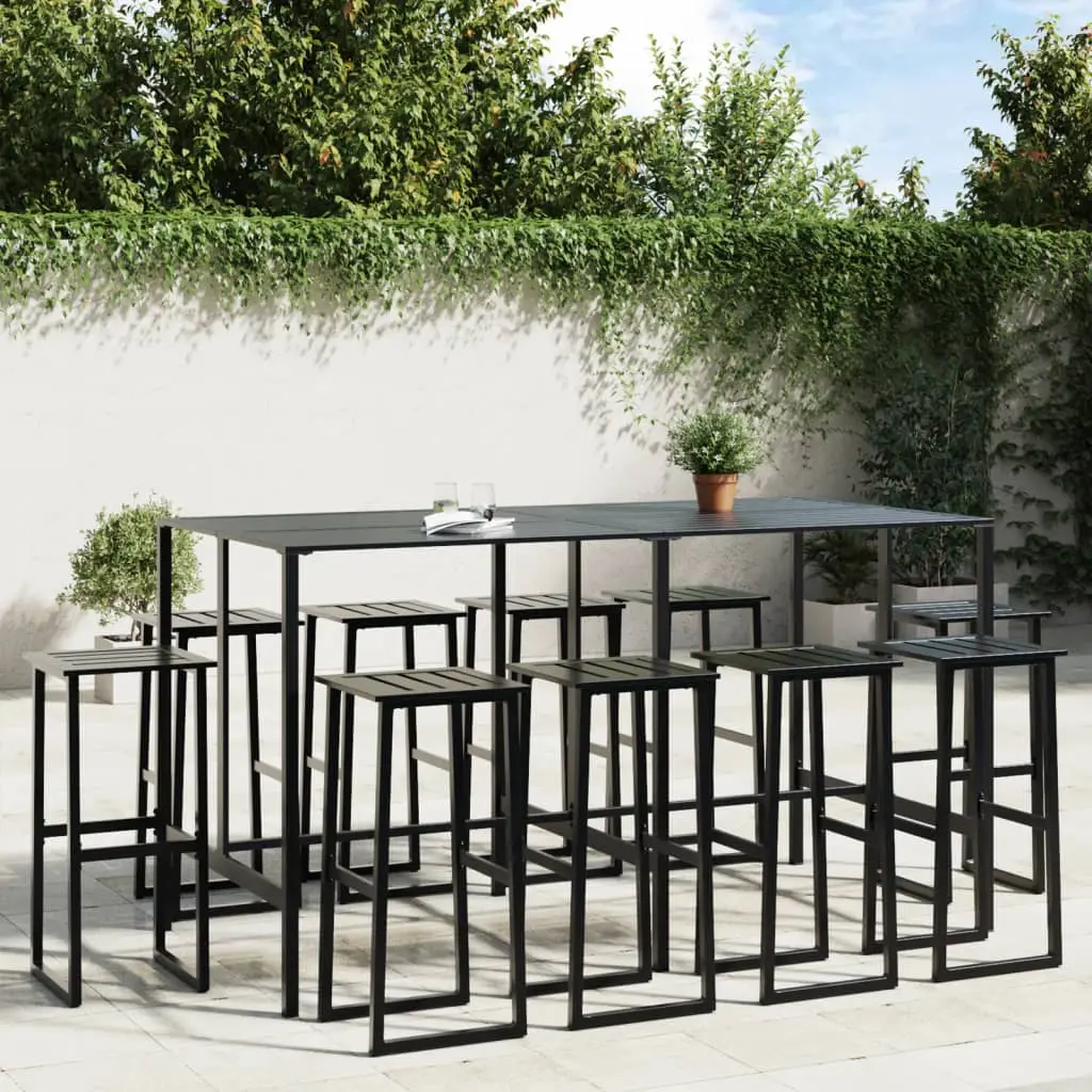 Ensemble de bar de jardin 11 pcs noir acier enduit de poudre vidaXL 3283755