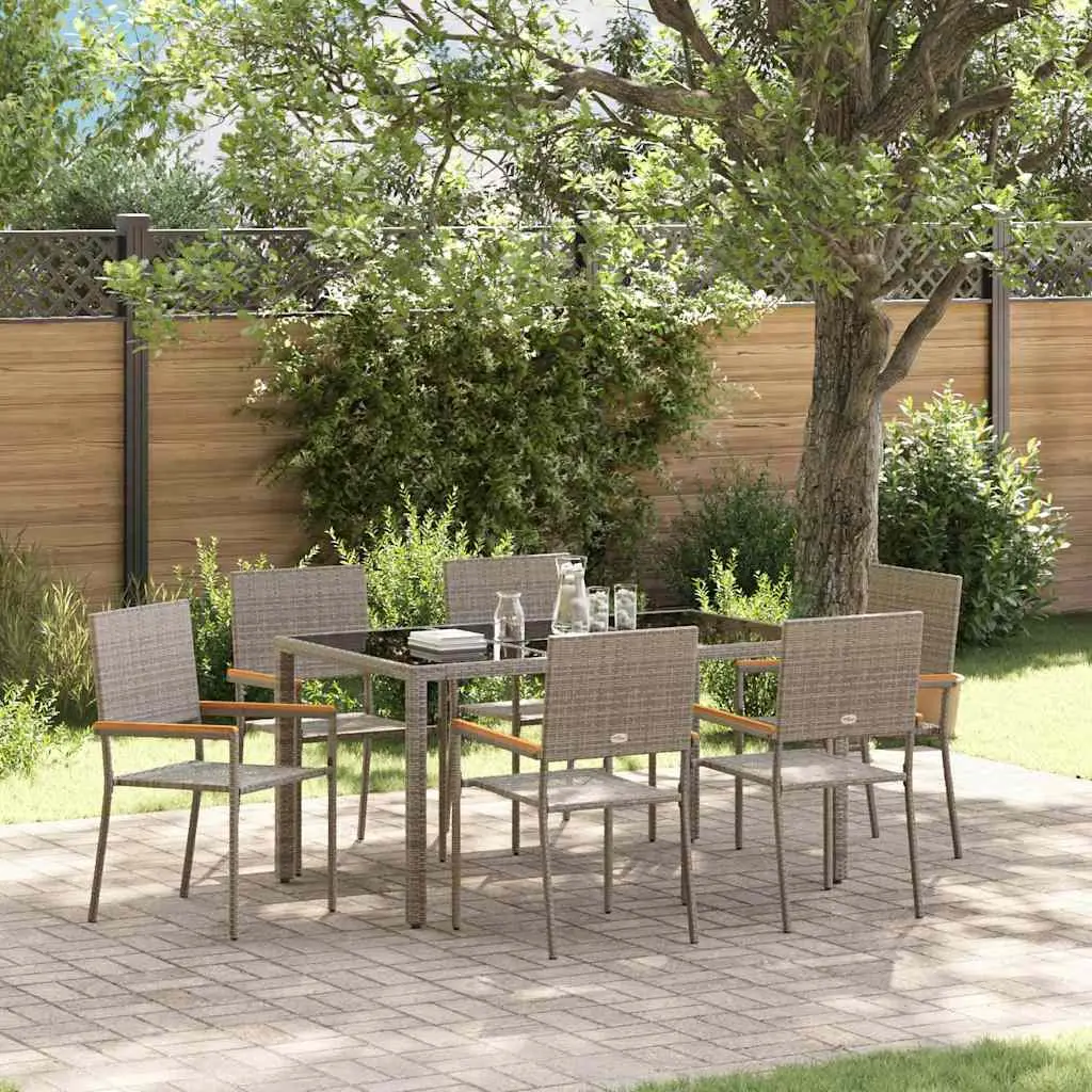 Ensemble de salle à manger pour jardin 7 pcs Gris polyrotin vidaXL 3365394