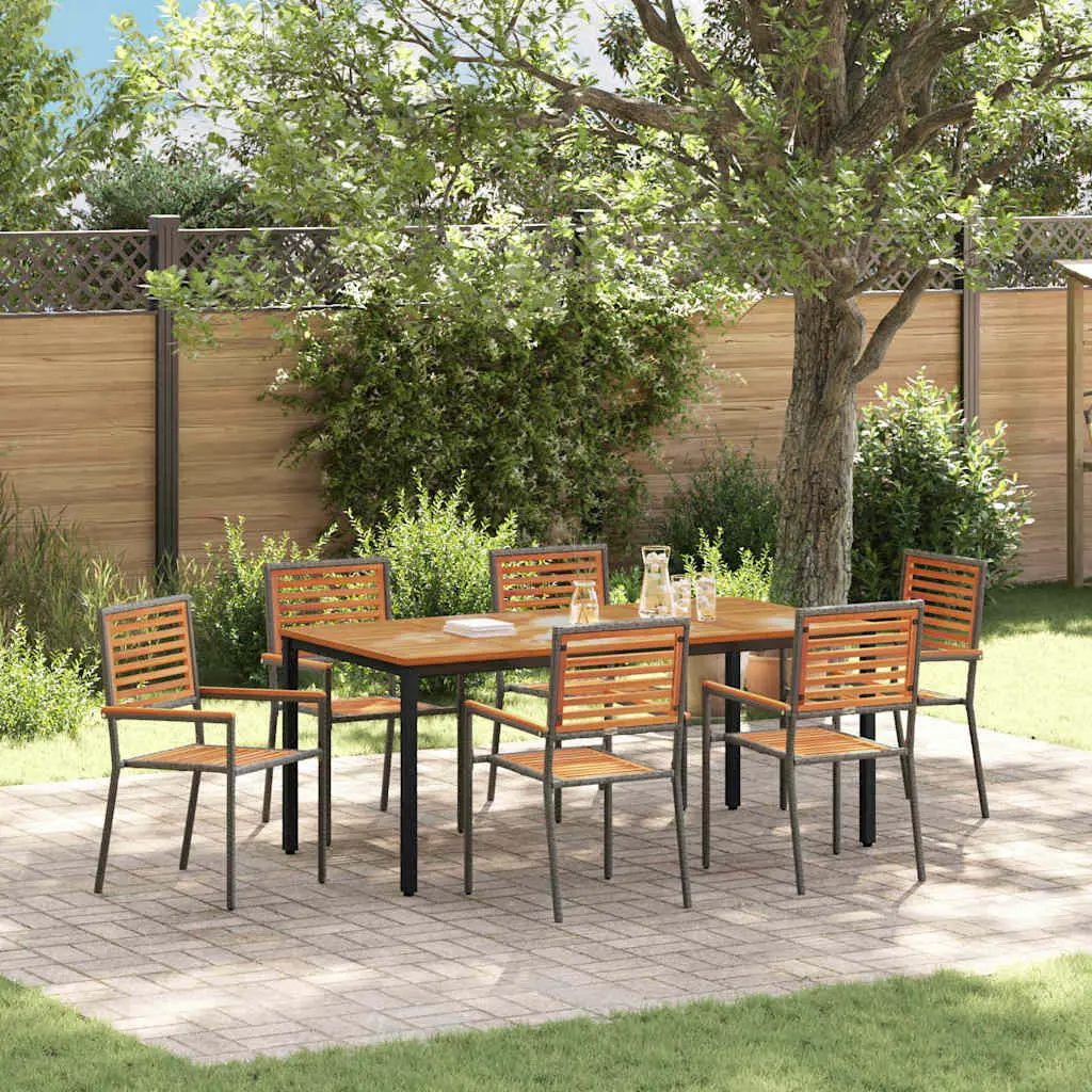 Ensemble de salle à manger pour jardin 7 pcs Gris et marron vidaXL 3365503