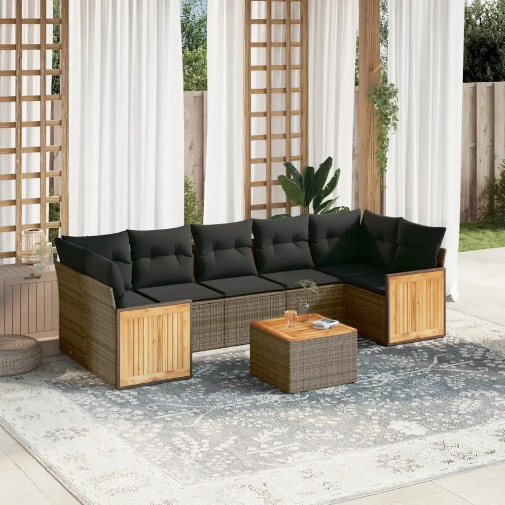 Ensemble de jardin 8 pcs en résine tressée modulable avec rangements Gris – ComfortXL Outdoor Living
