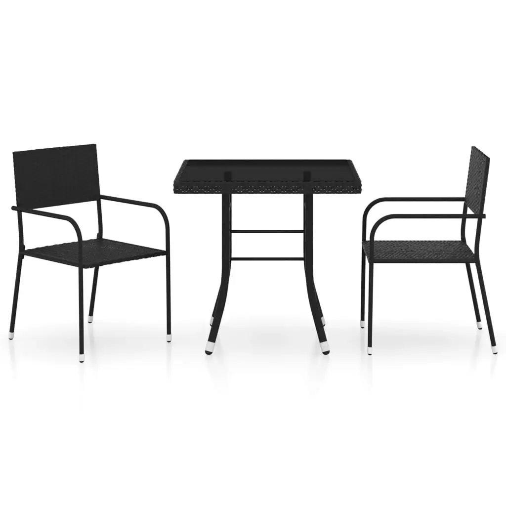 Ensemble de 3 pcs table de jardin avec chaises – mobilier de jardin Résine tressée Noir-JU2396