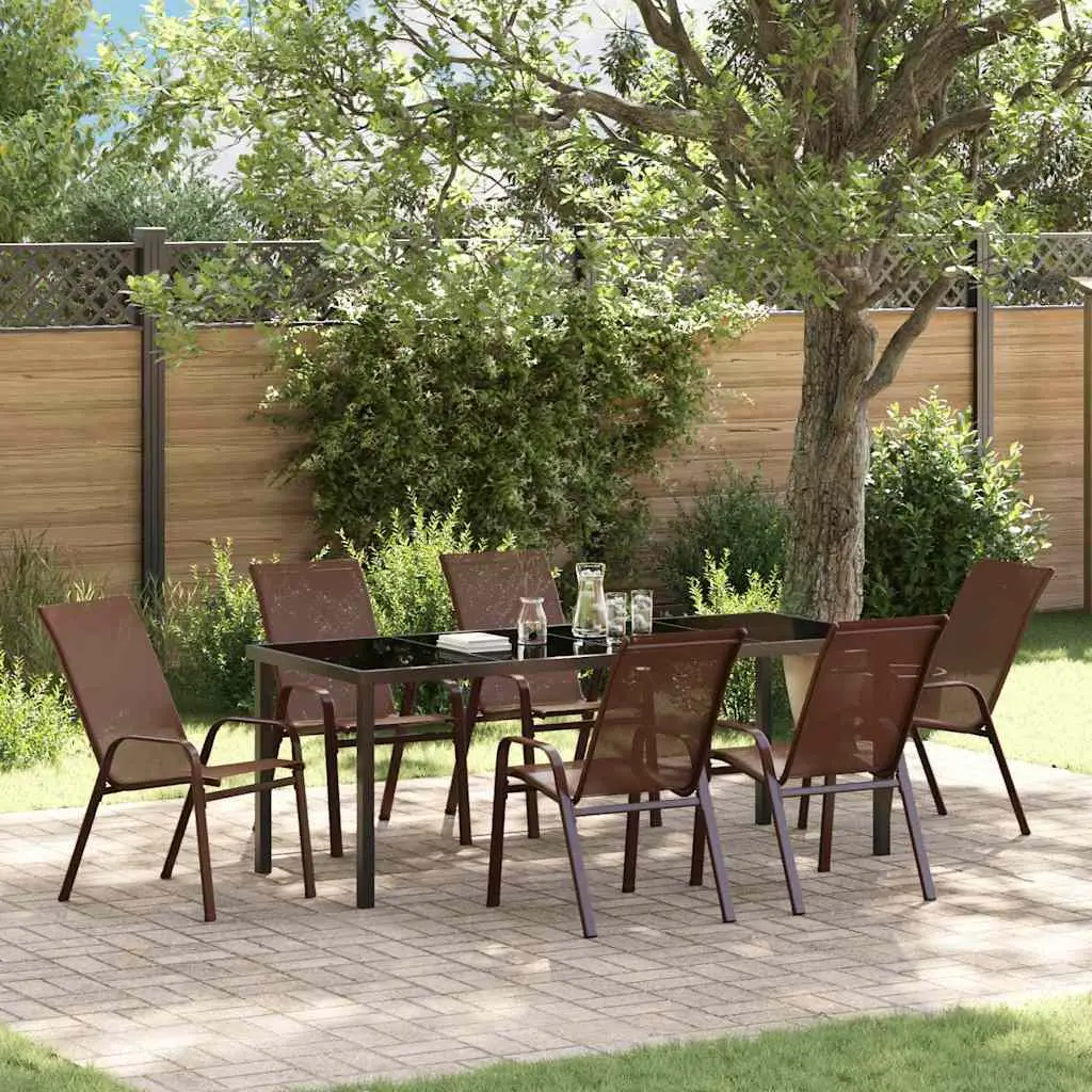 Ensemble de salle à manger pour jardin 7 pcs Marron et Noir vidaXL 3379133