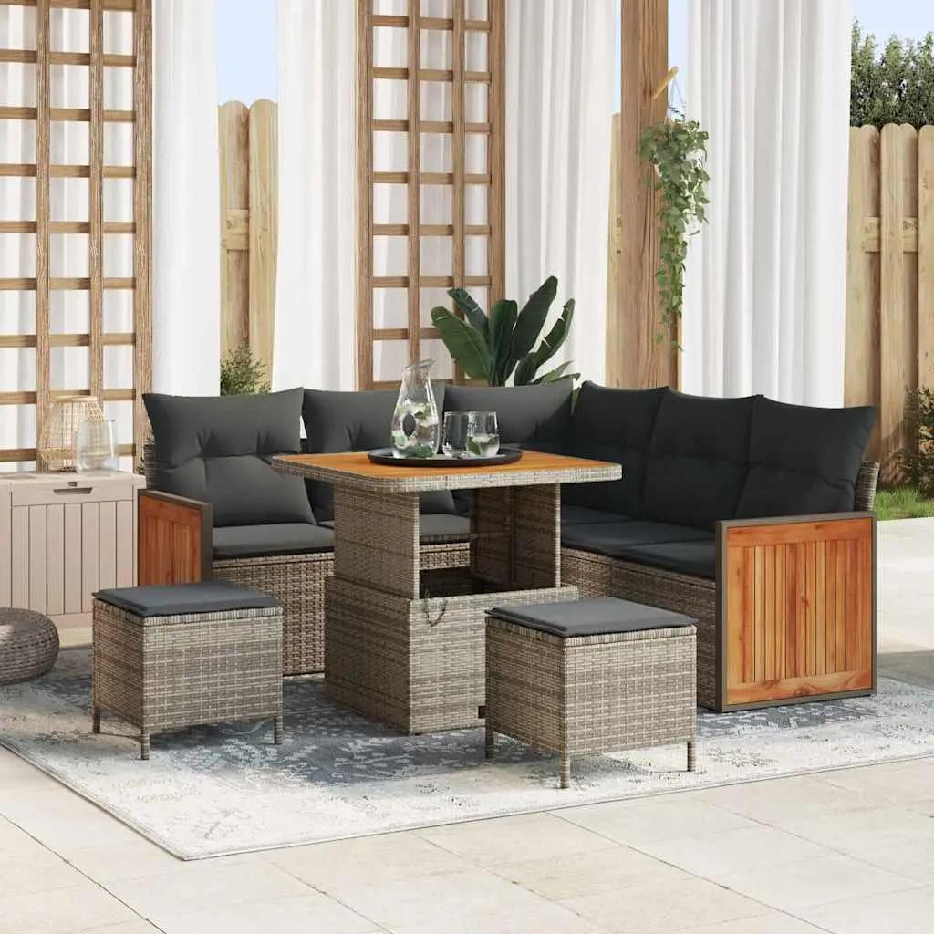Ensemble de canapé de jardin avec coussin 9 pcs Gris polyrotin vidaXL 3365253