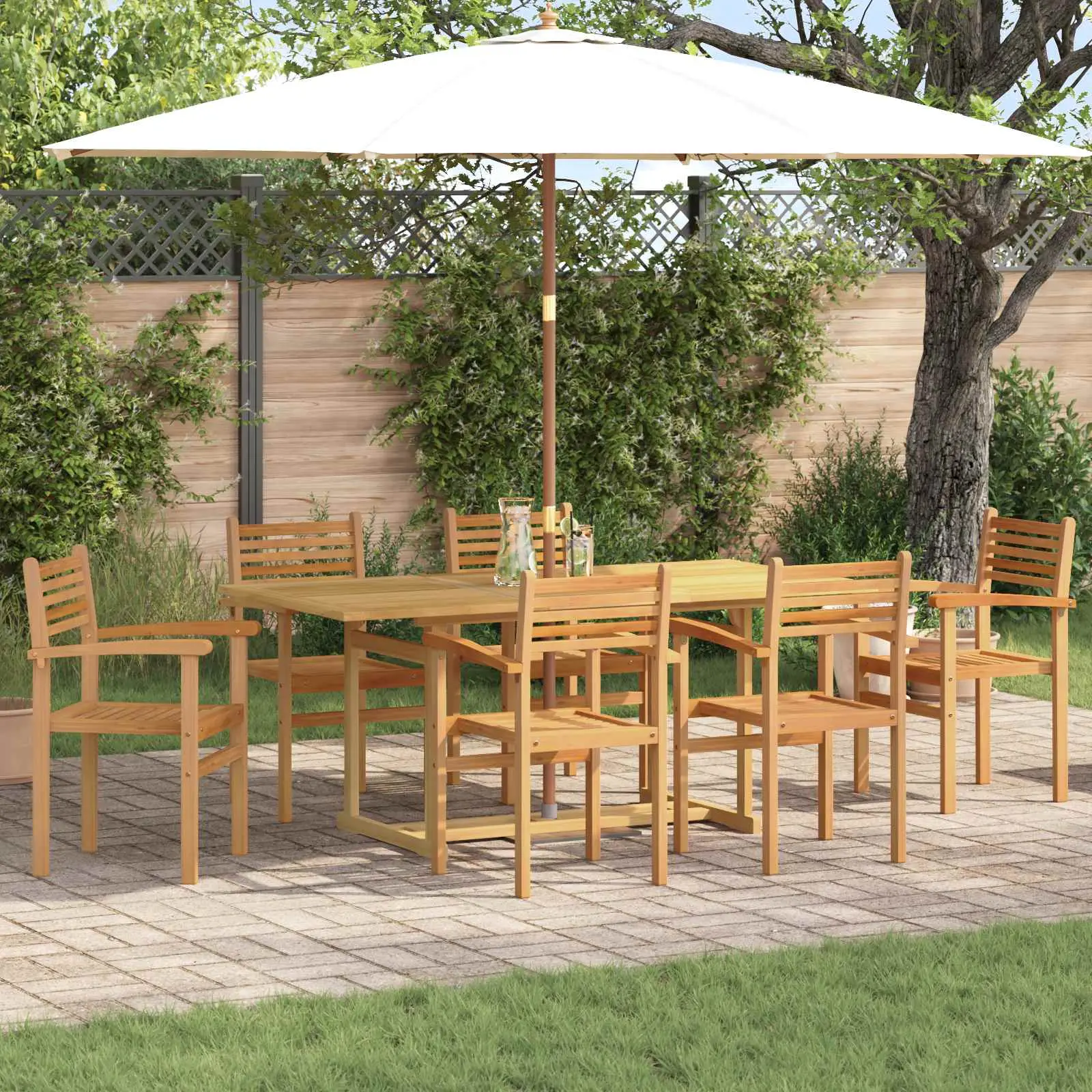 Ensemble de salle à manger pour jardin 7 pcs Marron vidaXL 3375778