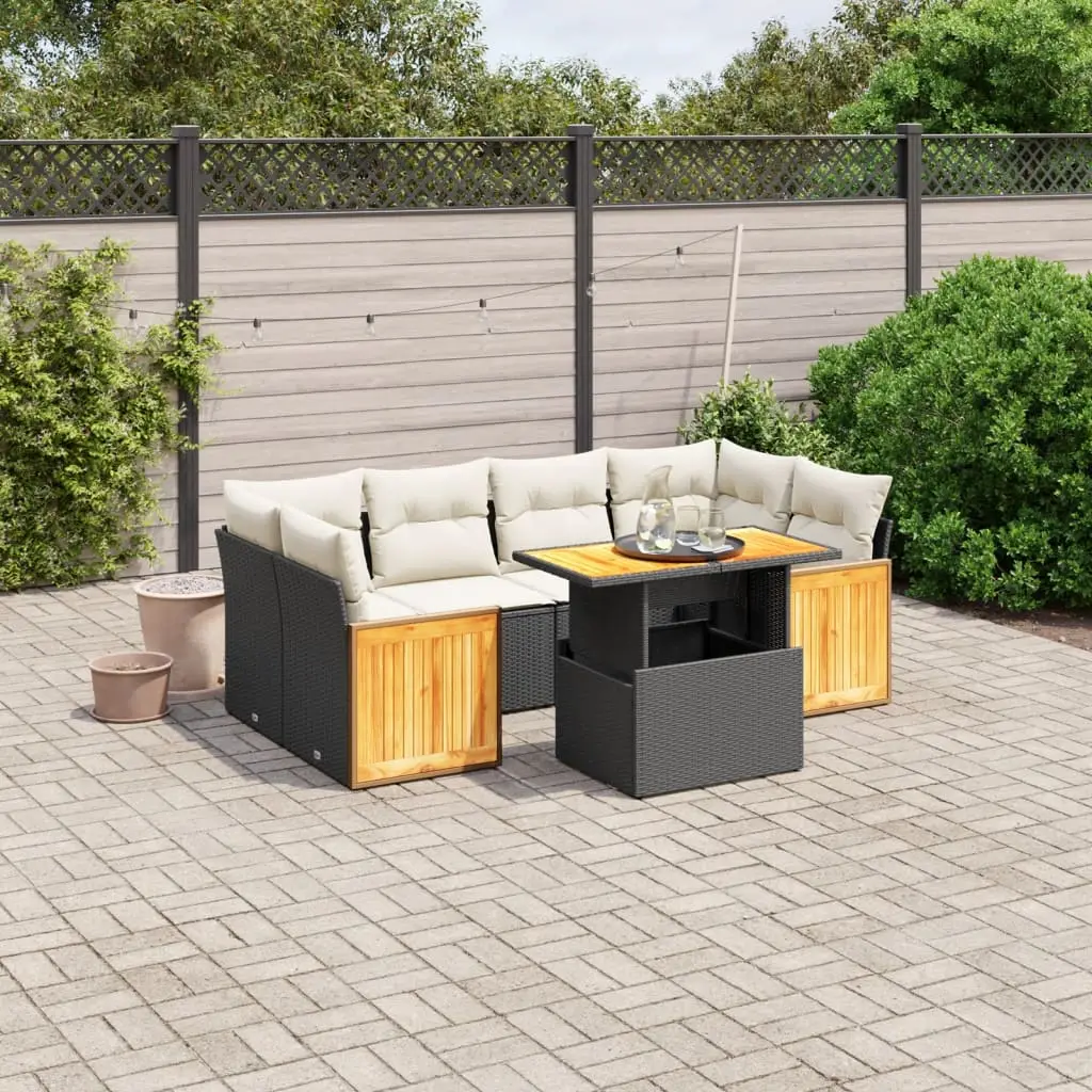 Ensemble de jardin 6 places en poly rotin avec table multifonction Noir – ComfortXL Outdoor Living
