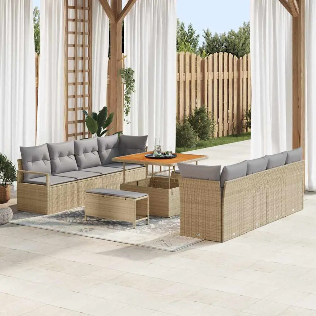 Ensemble de canapé de jardin avec coussin Beige et Gris clair vidaXL 3364457
