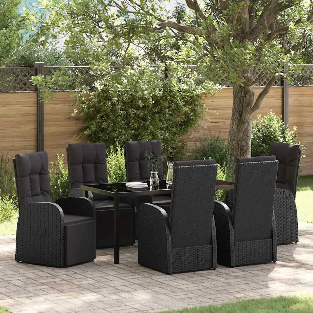 Ensemble de salle à manger pour jardin 7 pcs Noir polyrotin vidaXL 3379517