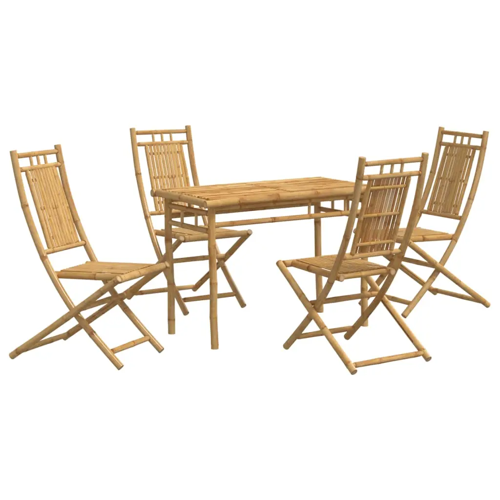 Ensemble de 5 pcs table de jardin avec chaises – mobilier de jardin bambou-JU2574
