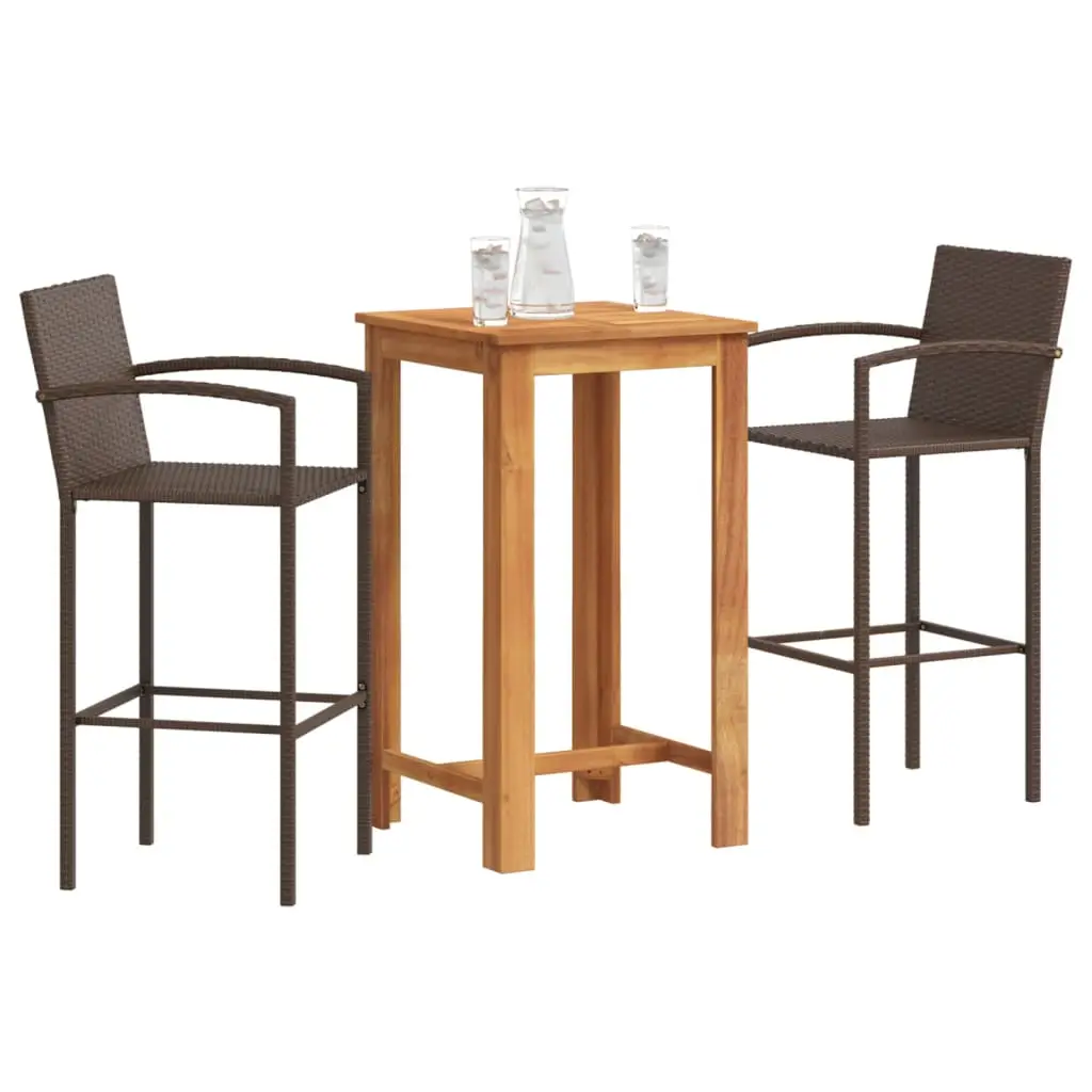 Ensemble de bar de jardin 3 pcs marron bois massif acacia rotin vidaXL 3295272