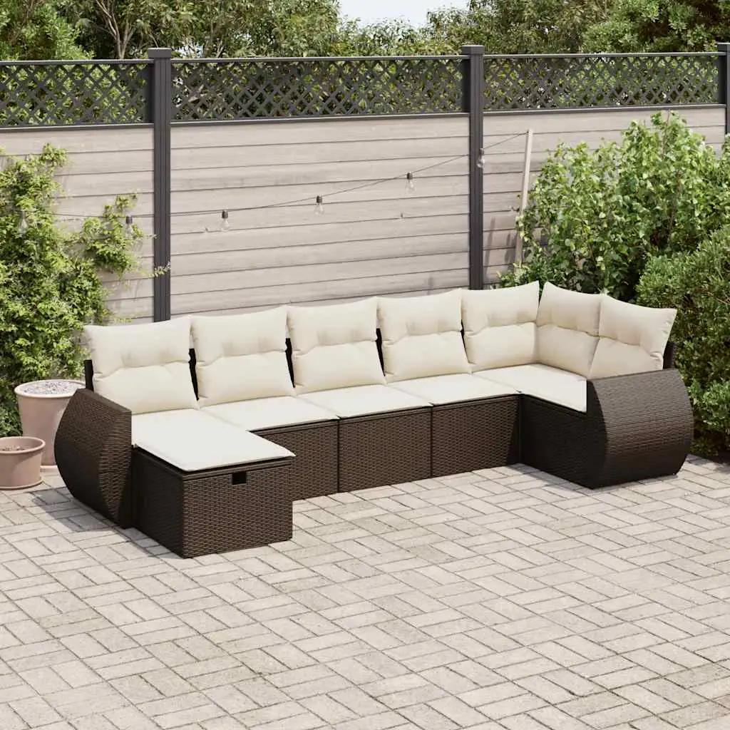 Ensemble de jardin 7 pcs en résine tressée avec coffres de rangement Marron – ComfortXL Outdoor Living