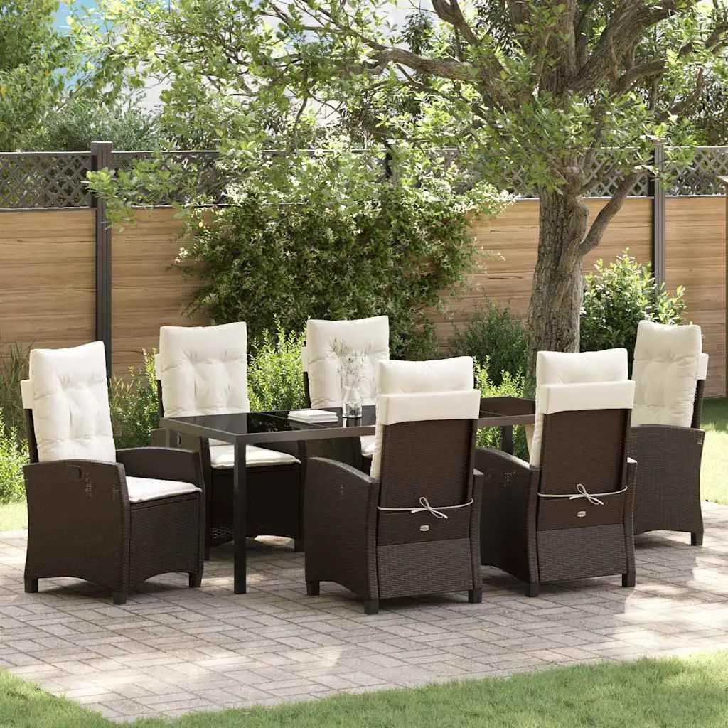 Ensemble de salle à manger pour jardin 7 pcs Marron polyrotin vidaXL 3380384