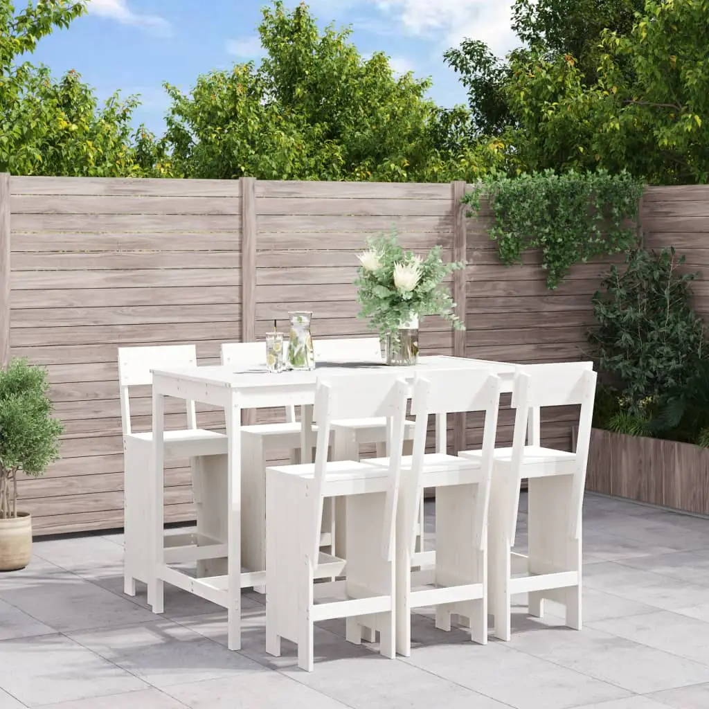 Ensemble de bar de jardin 7 pcs blanc bois de pin massif vidaXL 3157812