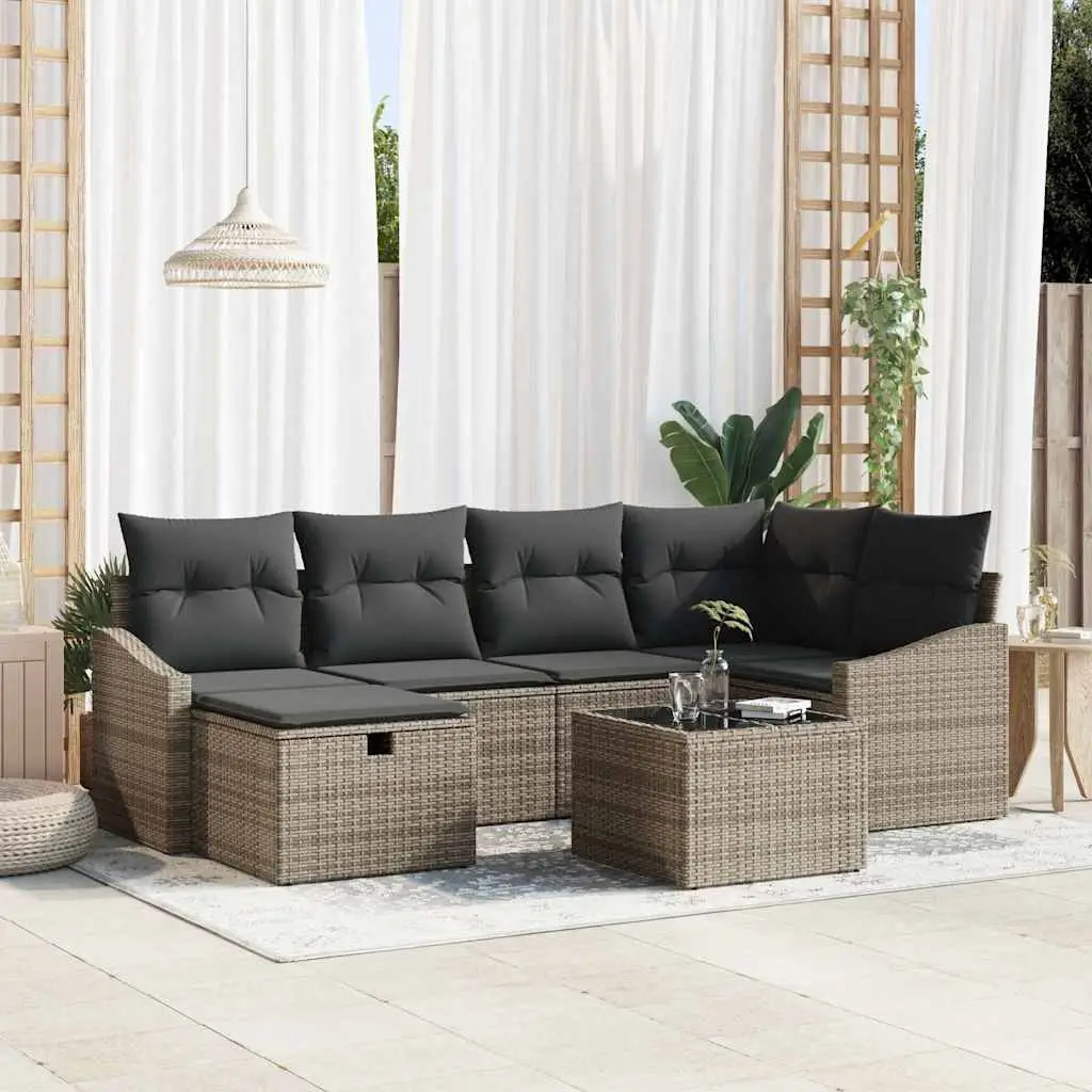 Ensemble de Canapés avec coussin 7 pcs polyrotin vidaXL 3360620