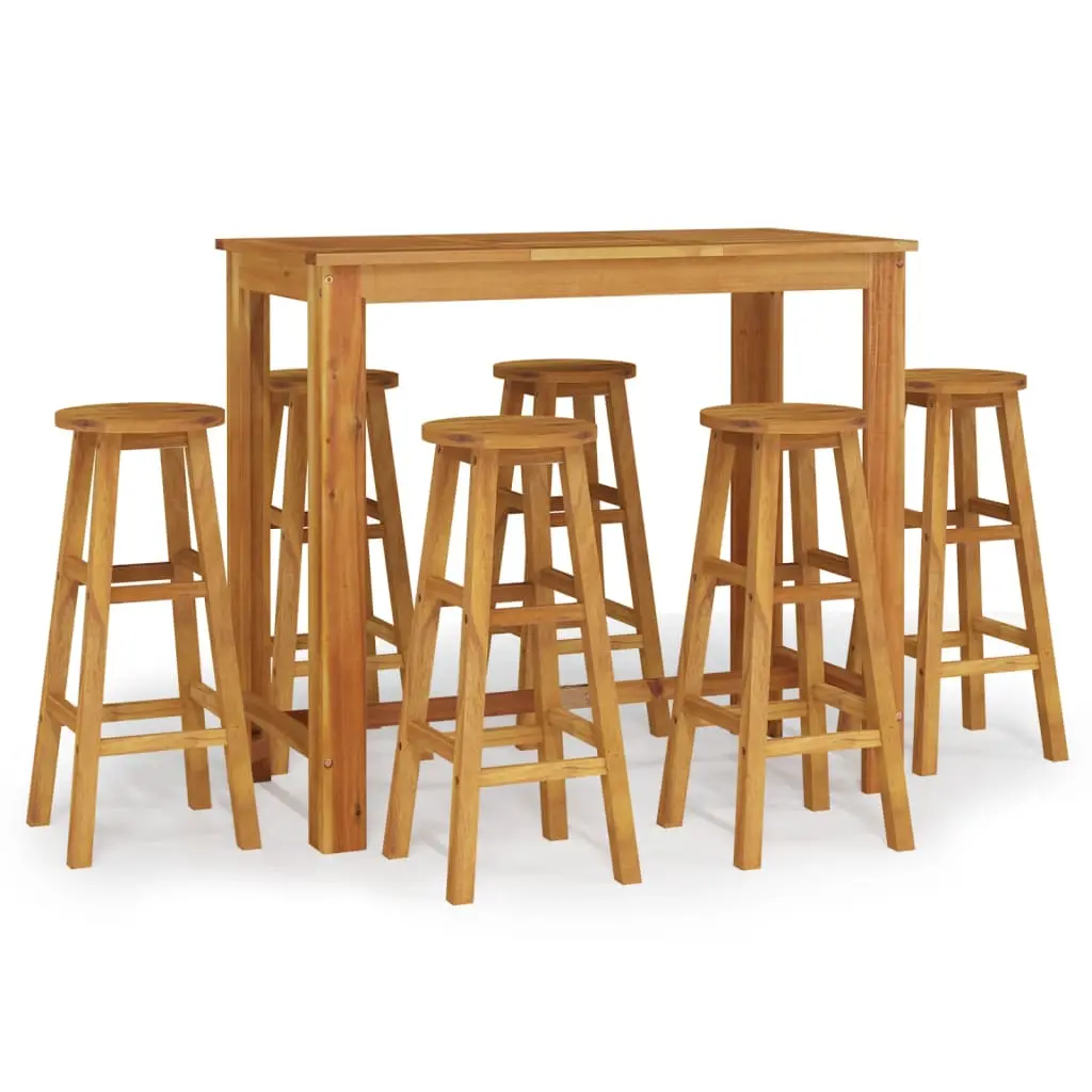 Ensemble de 7 pcs bar de jardin – Mobilier d’extérieur – Mobilier de jardin bois d’acacia solide-JU2239