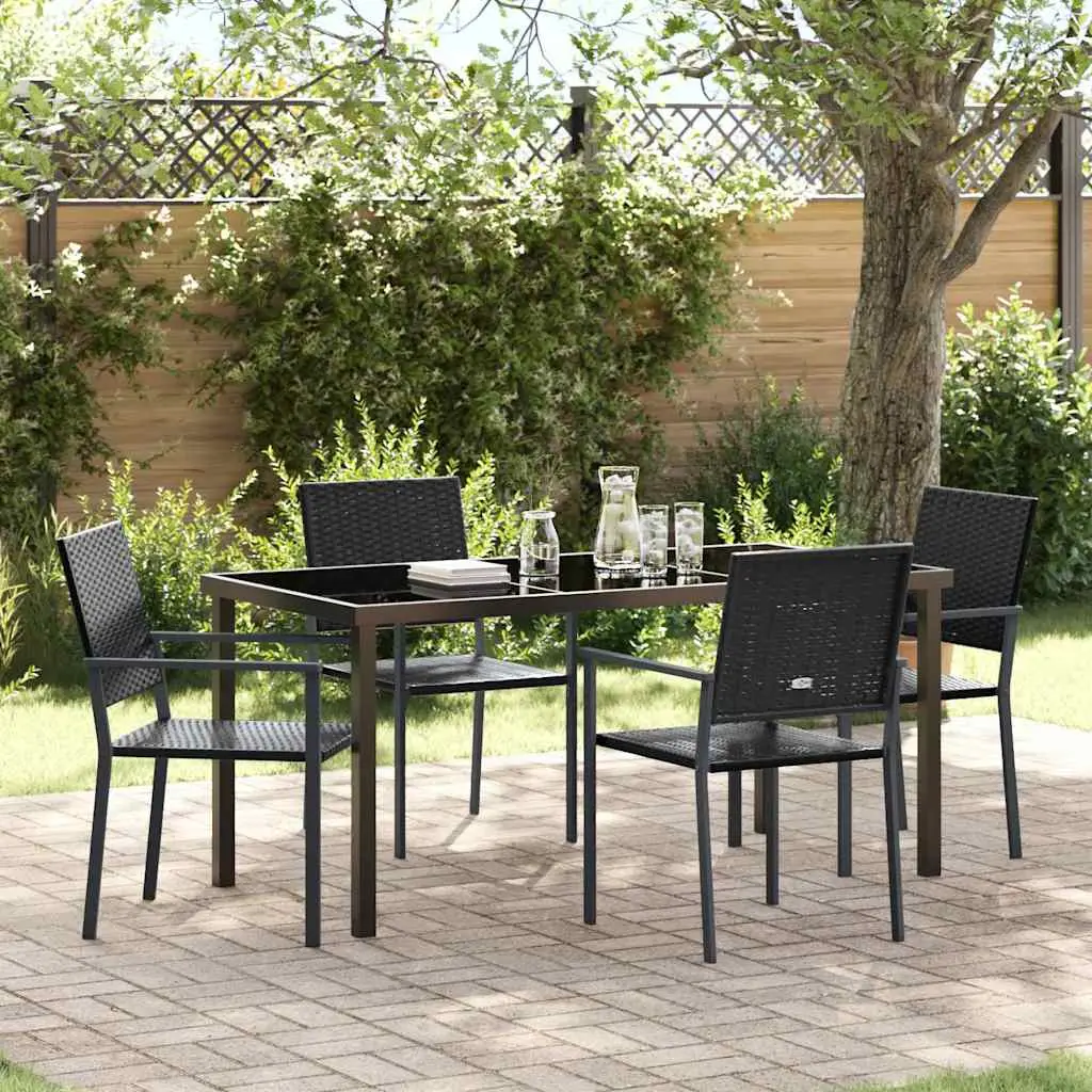 Ensemble de salle à manger pour jardin 5 pcs Noir Rotin PE vidaXL 3379082