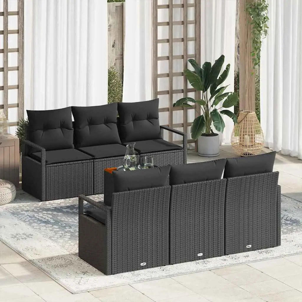 Ensemble de canapé de jardin avec stockage 7 pcs Noir polyrotin vidaXL 3356322