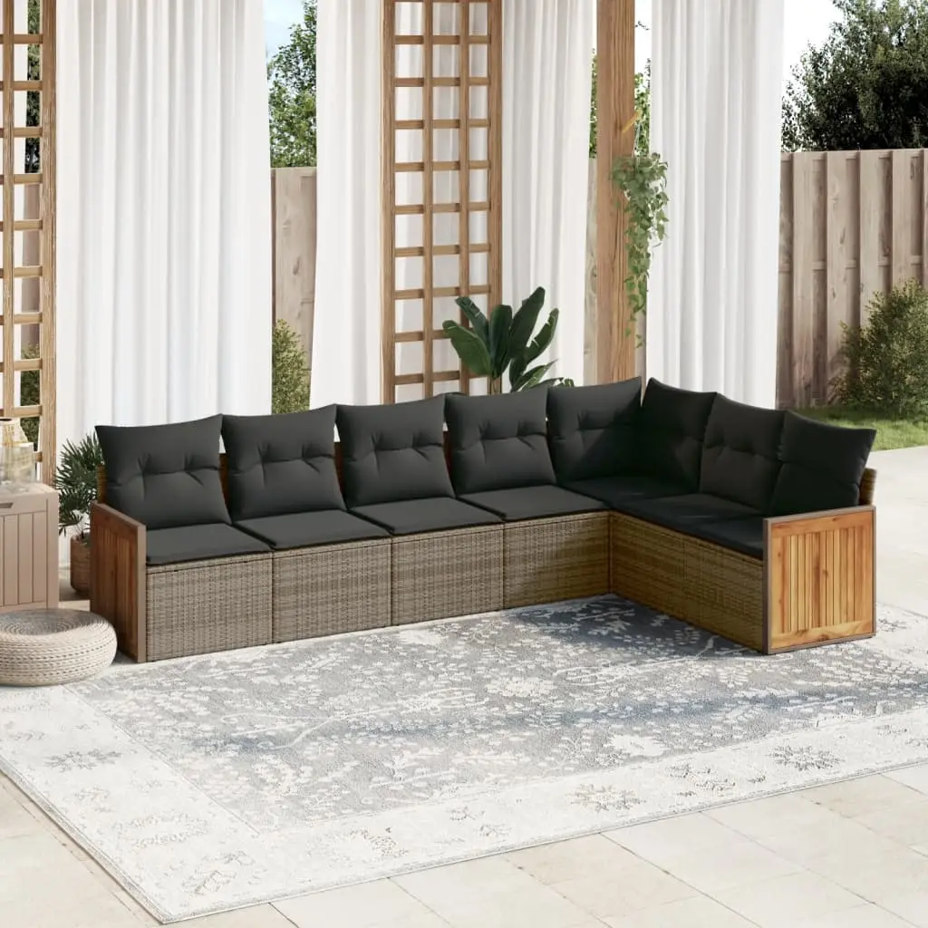 Ensemble canapés de jardin 7 pcs gris en résine tressée avec rangement modulable – ComfortXL Outdoor Living