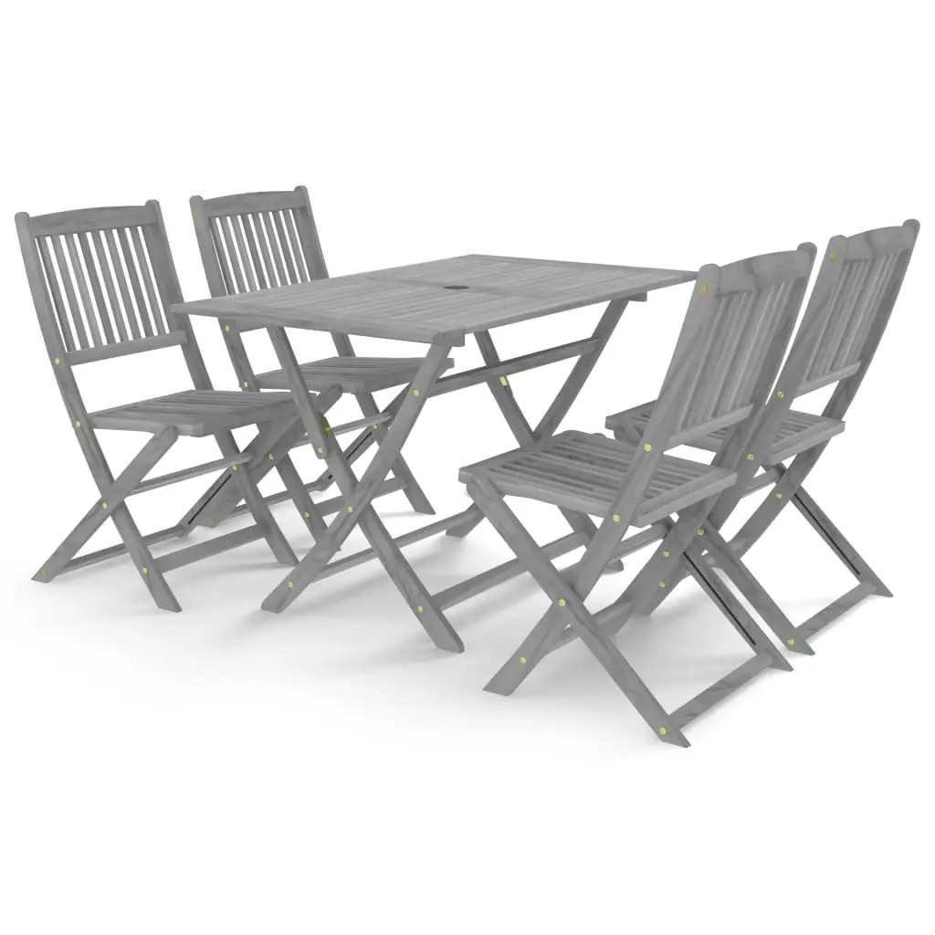 Ensemble de 5 pcs table de jardin avec chaises – mobilier de jardin Bois d’acacia massif Gris ny576