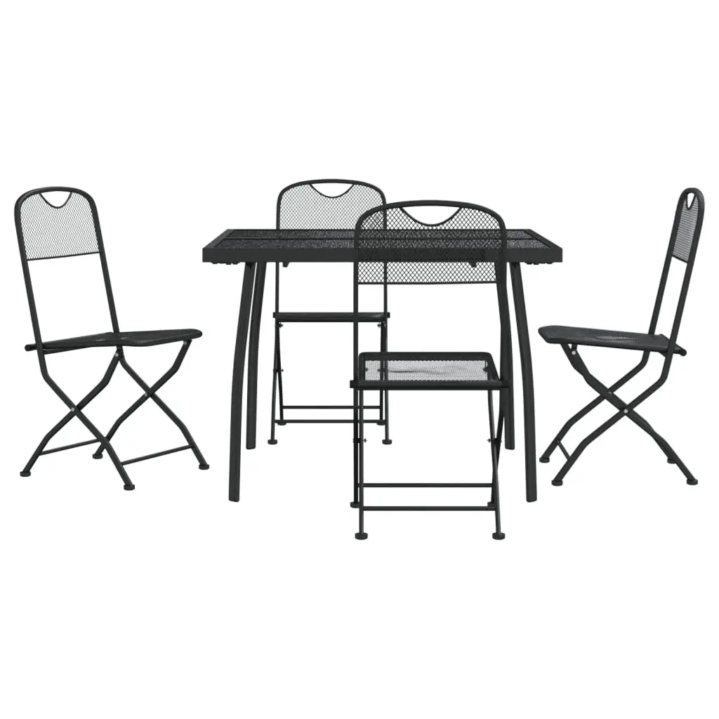 Ensemble de 5 pcs table de jardin avec chaises – mobilier de jardin anthracite métal maille-JU2933