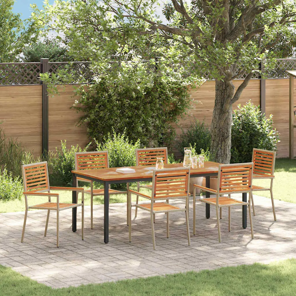 Ensemble de salle à manger pour jardin 7 pcs Beige et Marron vidaXL 3365507 Beige