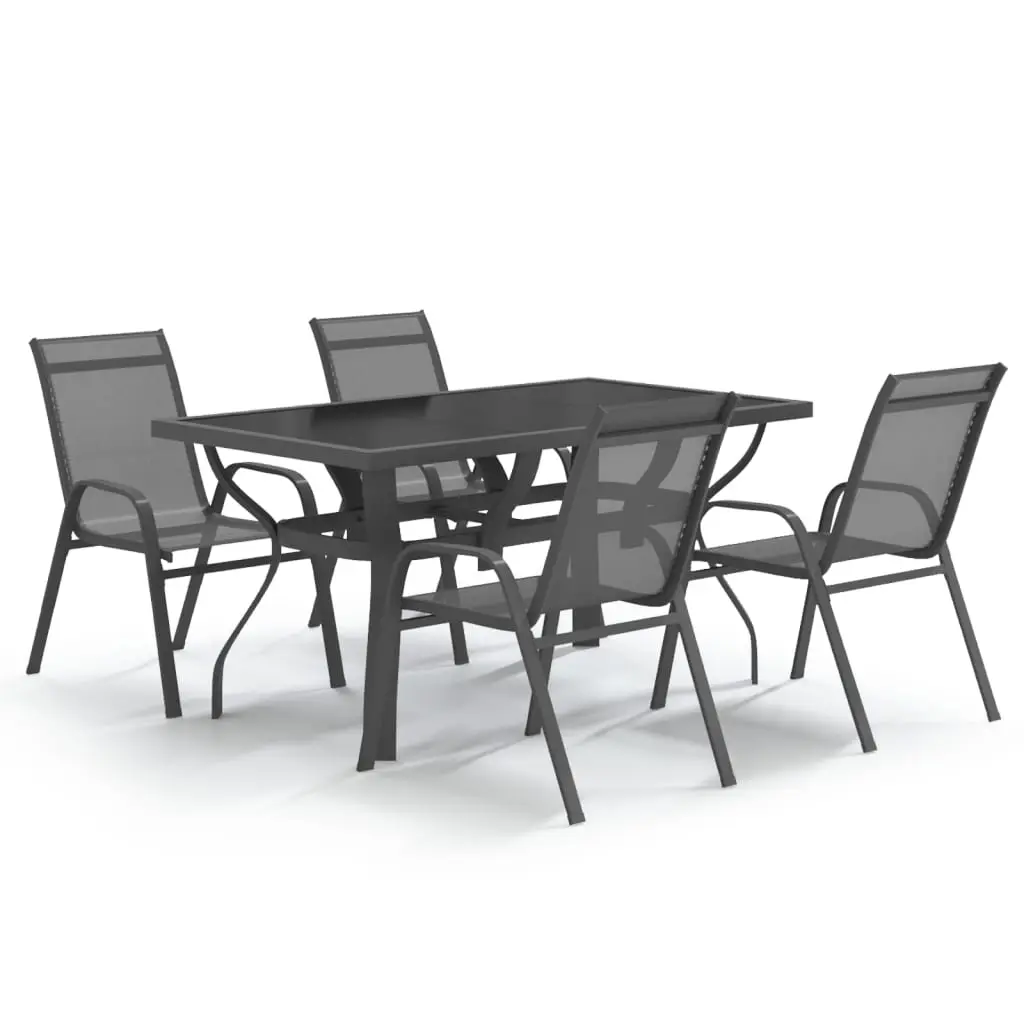 Ensemble de 5 pcs table de jardin avec chaises – mobilier de jardin Gris et noir-JU3093