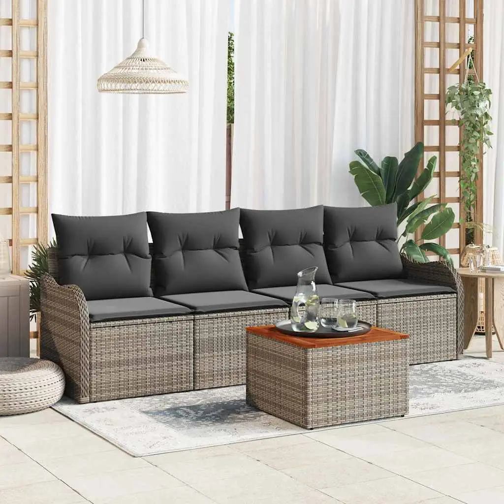 Ensemble Compact 5 Pièces Gris Polyrotin – Modulable & Sac Étanche – Idéal Petits Jardins – ComfortXL Outdoor Living