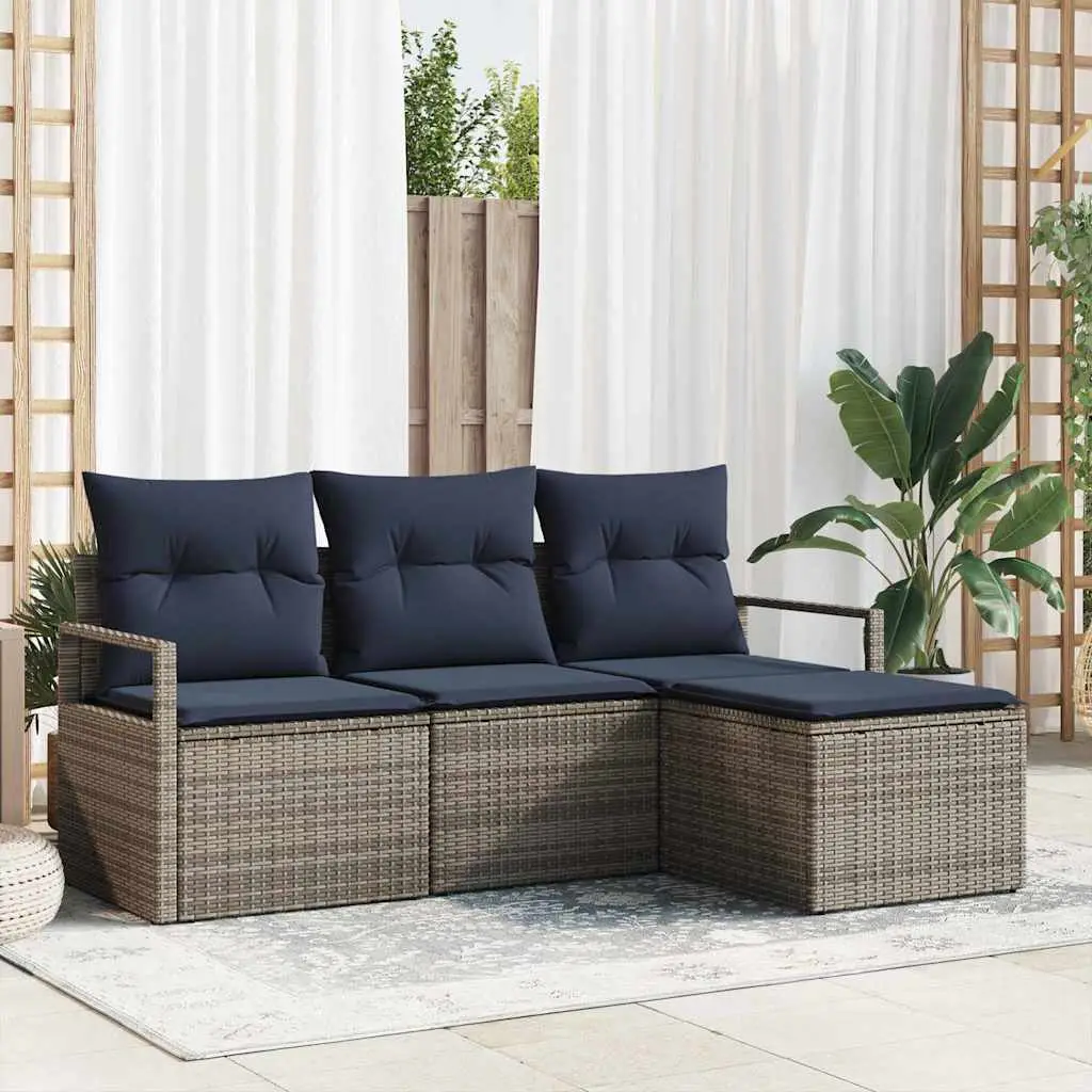 Ensemble de Canapés 4 pcs Gris polyrotin vidaXL 3346335
