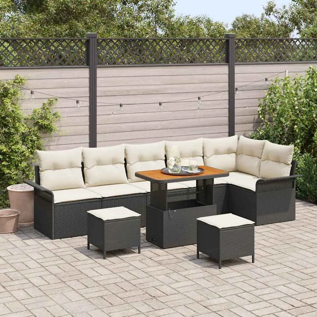 Ensemble Canapé Extérieur 9 pcs Résine Tressée et Acier Design Pratique Jardin Noir – ComfortXL Outdoor Living