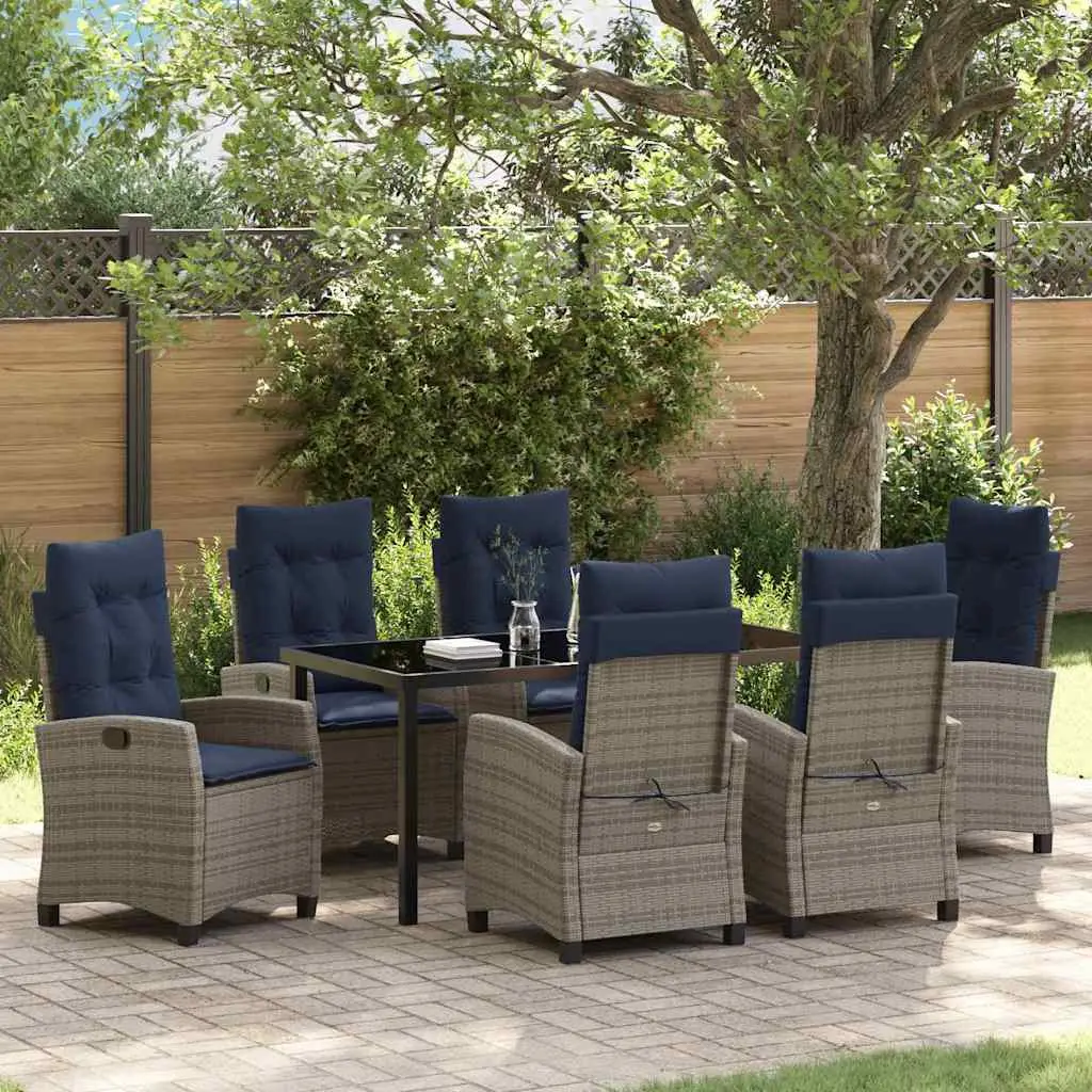 Ensemble de salle à manger pour jardin 7 pcs Gris polyrotin vidaXL 3380467