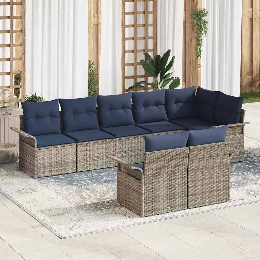 Ensemble de canapé de jardin avec stockage 8 pcs Gris polyrotin vidaXL 3354084