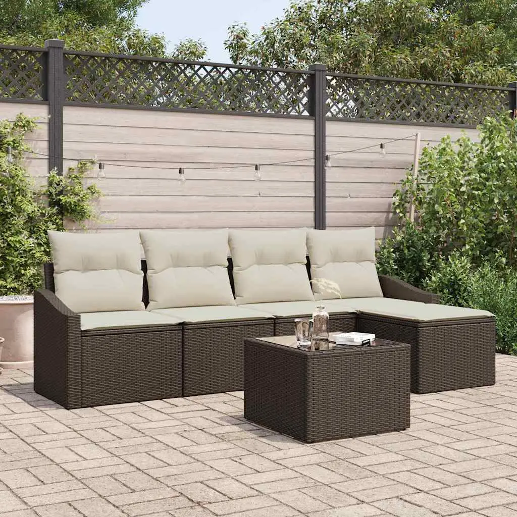 Ensemble de Canapés avec coussin 6 pcs Marron polyrotin vidaXL 3346688